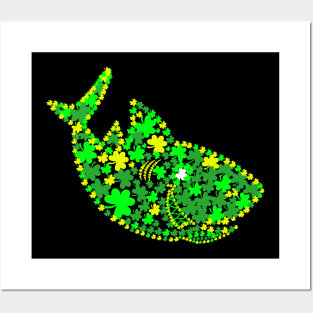 Shark  Lucky Shamrock Clover St Patricks Day Posters and Art